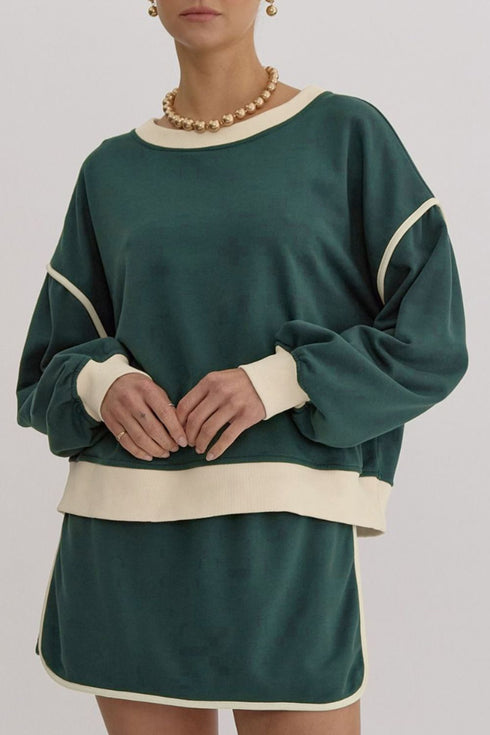 'Beryl' Round Neck Top and Skort Set - Celes Fashion